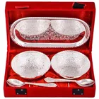 Decorative 5 piece bowl & spoon set silver shade