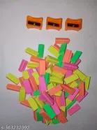 (50 Pcs) Mini Erasers with 5 Pcs Sharpner (Multicolor, Set of 2)