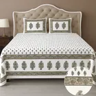 KC Jaipuri Cotton King Bedsheeet Floral Printed 90x108in Brown