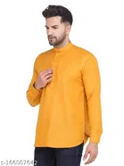Cotton Blend Solid Short Kurta for Men 