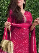 Bandhani Printed Rayon Kurta Set for Women 