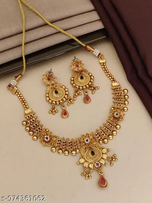 Gold Plated Jewellery Set for Women (Multicolor, Free Size)