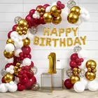 Red & Gold Theme 1st Birthday Balloon Decoration Kit , Multicolor, Pack Of 68