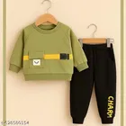 Hosiery Cotton Printed Clothing Set for Kids, Green & Black 