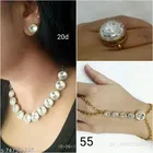 Handicraftcombo Of Necklace Braclet And Finger Ring, White