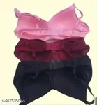 Cotton Blend Bra for Women, Multicolour, Pack of 3 