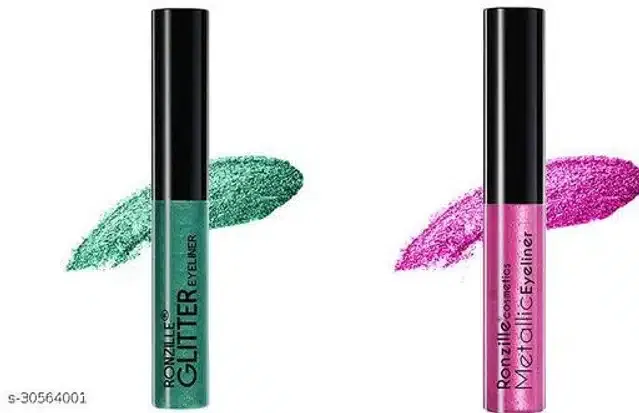 Ronzille Mettallic Glitter Eye Liner (Multicolor, Pack of 2)