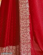 Chiffon Solid Saree For Women, Red