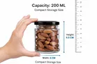 Afast 200 ML Glass Jar Round Shape,with Black Metal Color Cap Rust Proof Air Tight '