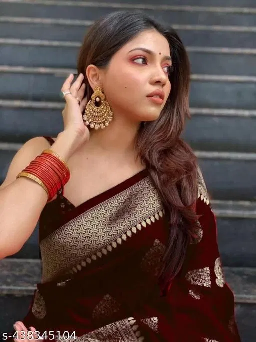 Banarasi Silk Zari Woven Saree for Women (Maroon, 6.3 m)