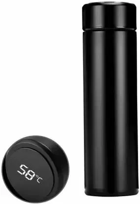 K Kudos Intelligent Stainless Steel Thermos Bottle Temperature Display Black Vacuum Flask (Black)