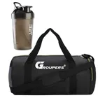 Polyester Duffle Gym Bag with Sipper Bottle (400 ml) for Men & Women (Black & Brown, Set of 2)