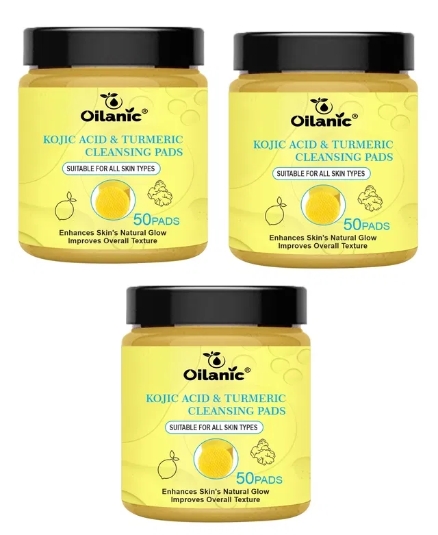 Oilanic Kojic Acid & Turmeric 50 Pcs Cleansing Pads (Pack of 3)
