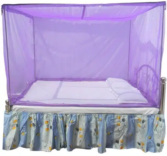 Polyester Double Bed Mosquito Net (Purple, 6x6 feet)