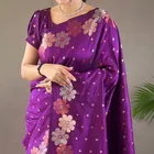 Litchi Silk Woven Design Saree for Women, Purple 