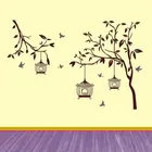 Tree with Birds and Cage Self Adhesive Wall Stickers
