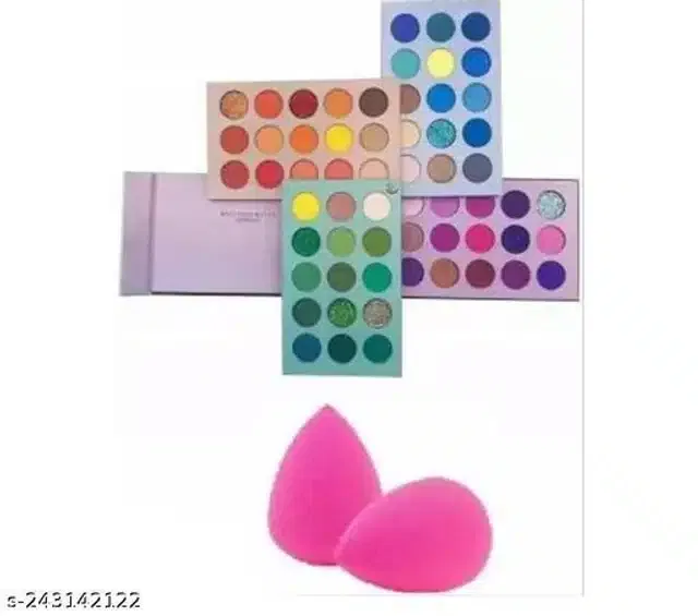 Eye Shadow Palette with (2 Pcs) Makeup Blenders (Multicolor, Set of 2)