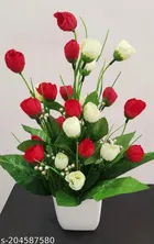 Plastic Artificial Flower With Pot,Multicolour