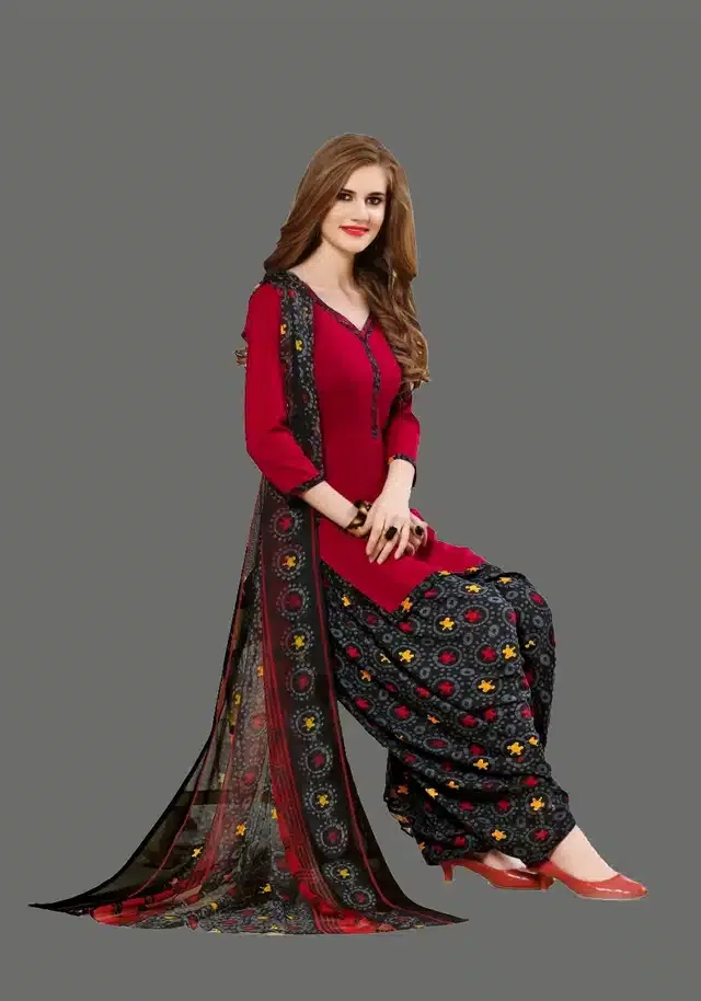 Unstitched Dress Material for Women & Girls (Red)