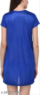 Satin Solid Babydoll for Women, Blue 