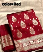 Silk Woven Design Saree for Women, Red 