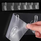 Double-Sided Adhesive 6-in-1 Wall Hooks (Transparent, Pack of 1)