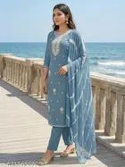 Embroidered A-line Kurta Set for Women 