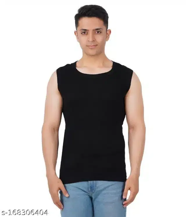 Gym Vests for Men (Black, S)