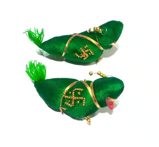Wall Hanging Parrot Nazar Battu (Green, Pack of 2)