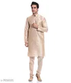Dupion Silk Solid Kurta with Pyjama for Men 