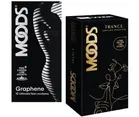 Combo of Moods 10 Pcs Graphene & 10 Pcs Trance Amplified Sensations Condoms with 3 Pcs Free Lube Sachets 