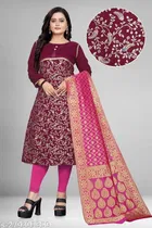 Jacquard Printed Kurti with Dupatta for Women 