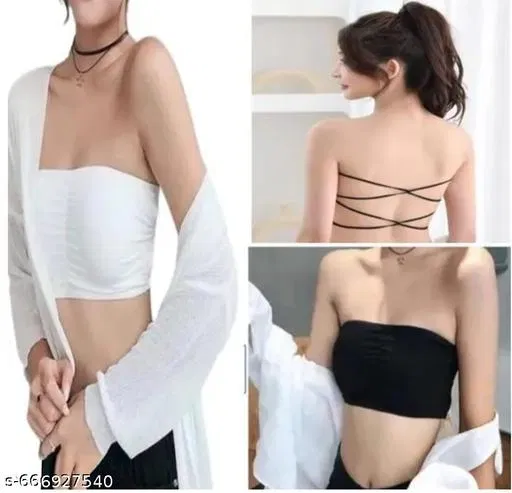 Everyday Bandeau Bra for Women, Pack of 2 (White, 32A)
