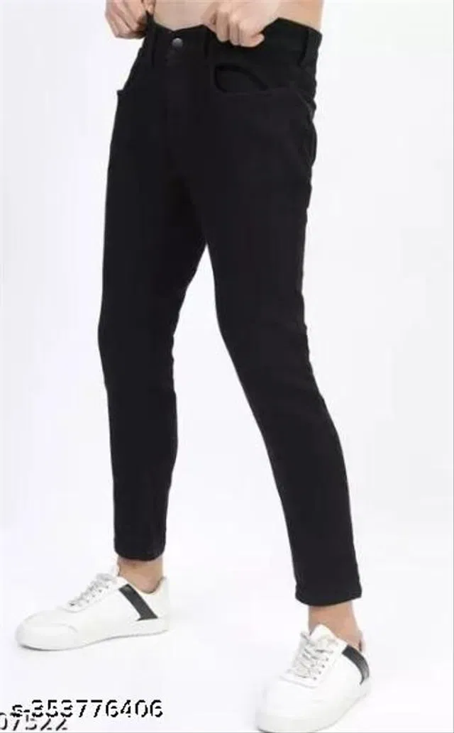 Denim Slim Fit Jeans for Men (Black, 30)