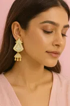 Women's Antique Peacock Jhumka Earring Set - Silver & Gold Finish 