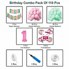 Hello Kitty Theme 1st Happy Birthday Decoration Items For Girls , Multicolor, Pack of 110