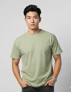 Polyester Round Neck T-shirt for Men, Green 