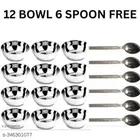 Stainless Steel 12 Pcs Bowls with 6 Pcs Spoon 