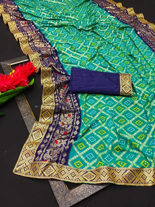 Georgette Printed Saree for Women (Green, 6.3 m)