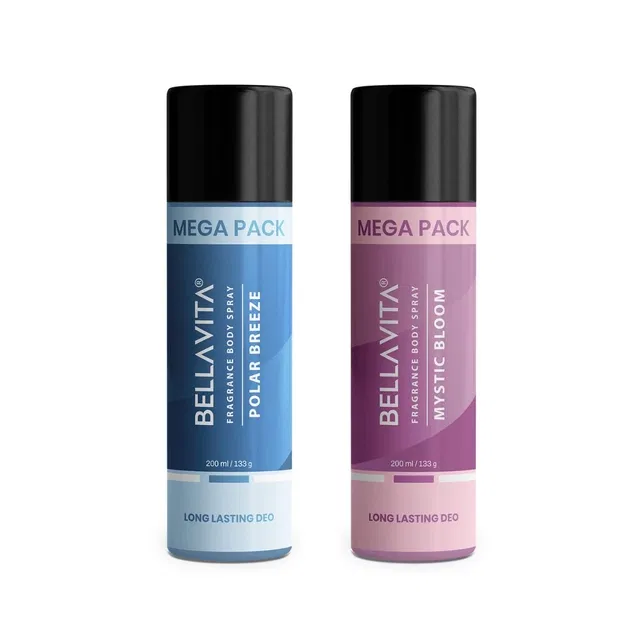 Bellavita Polar Breeze & Mystic Bloom Men Deodorant 2X200 ml (Pack of 2)