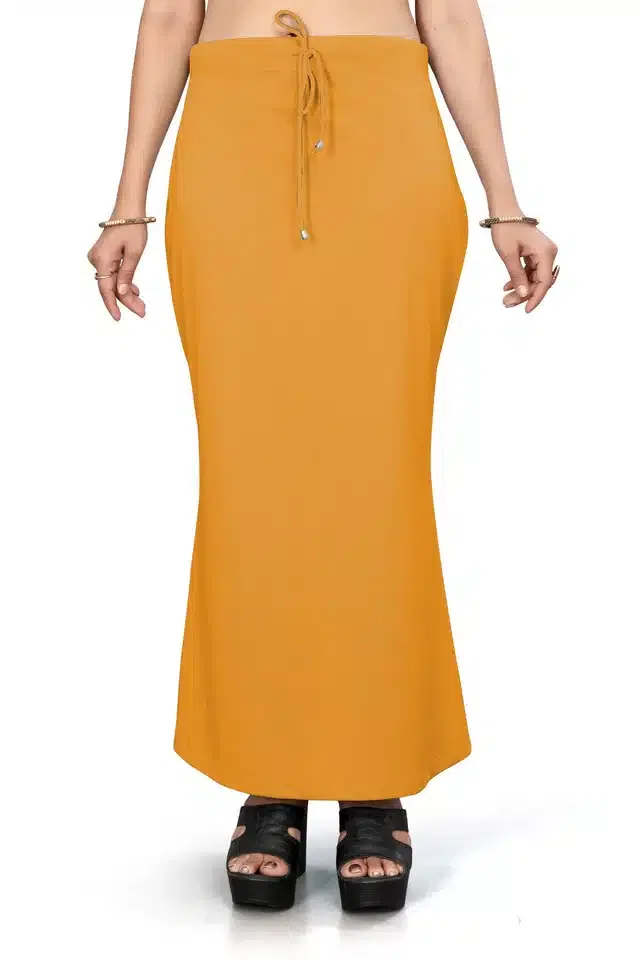 Lycra Solid Saree Petticoat for Women (Mustard, S)