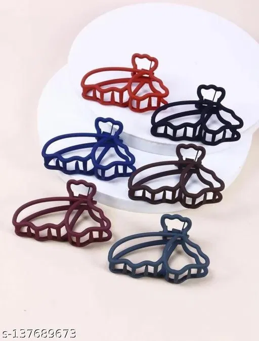 Plastic Hair Clutcher for Women & Girls (Multicolor, Pack of 6)