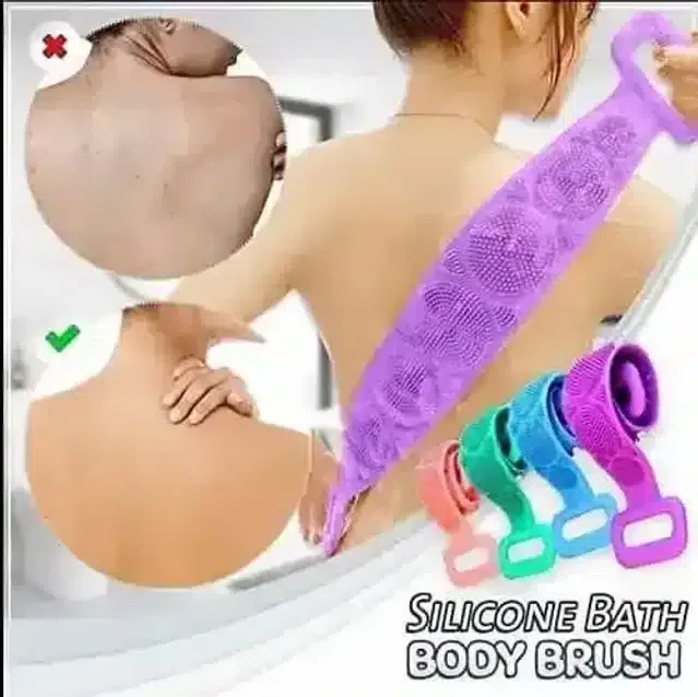 Silicone Body Back Scrubber Double Side Bathing Brush For Skin Deep Cleaning Massage