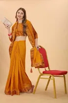 SVB Vichitra Silk Women Jacquard Saree With Un-Stitched Blouse 