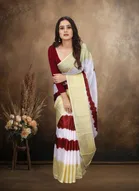 Art Silk Printed Saree for Women, Beige 