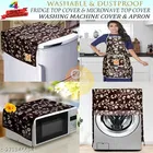 KANUSHI Industries® Washabl&Dustproof Front Load Automatic Washing Machine Cover+1 Pc Fridge Cover+1 Pc Microwave Cover+ Apron for Kitchen Front 