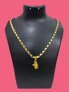 Alloy Gold Plated Pendant with Chain for Men & Women (Gold)