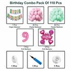 Princess Theme 9th Happy Birthday Decoration Items For Girls , Multicolor, Pack of 110