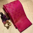 Litchi Silk Zari Woven Saree for Women, Pink 