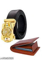 Synthetic Wallet with Belt for Men (Multicolor, Set of 2)